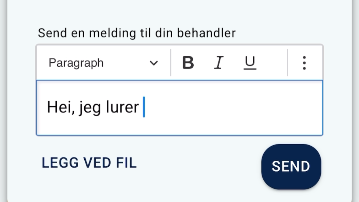 Bilde av skjermen til appen for eBehandling